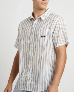 Parelz Short Sleeve Shirt in Mushroom Stripe