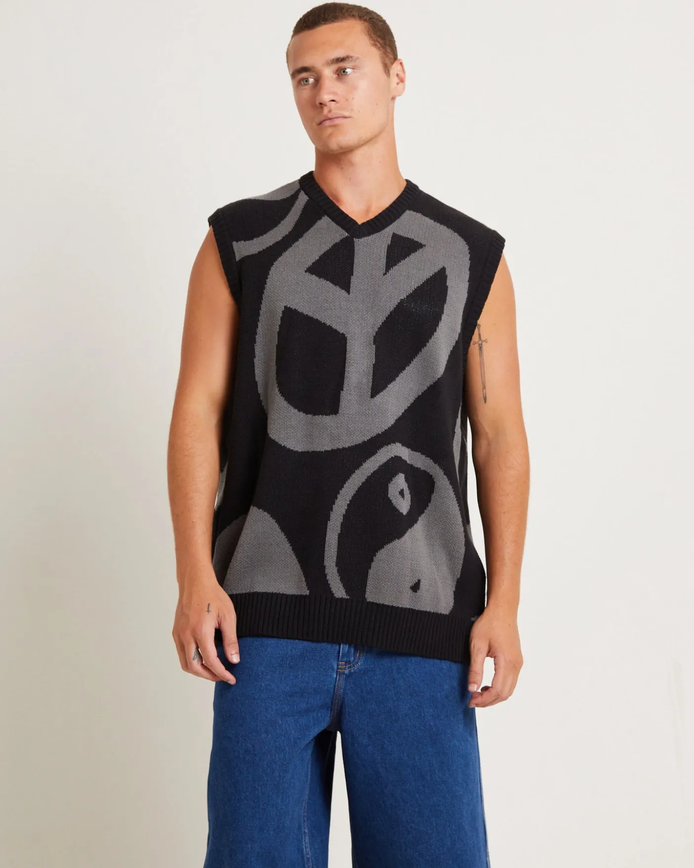 Peace Corp Knitted Vest in Black