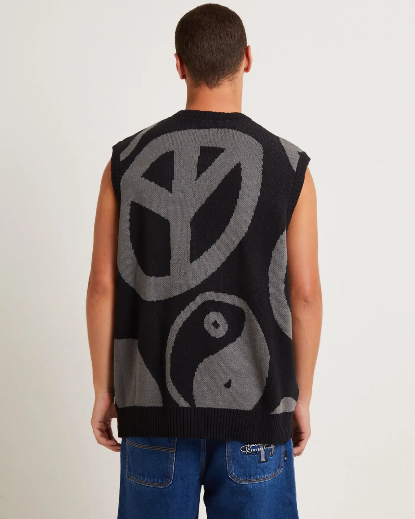 Peace Corp Knitted Vest in Black