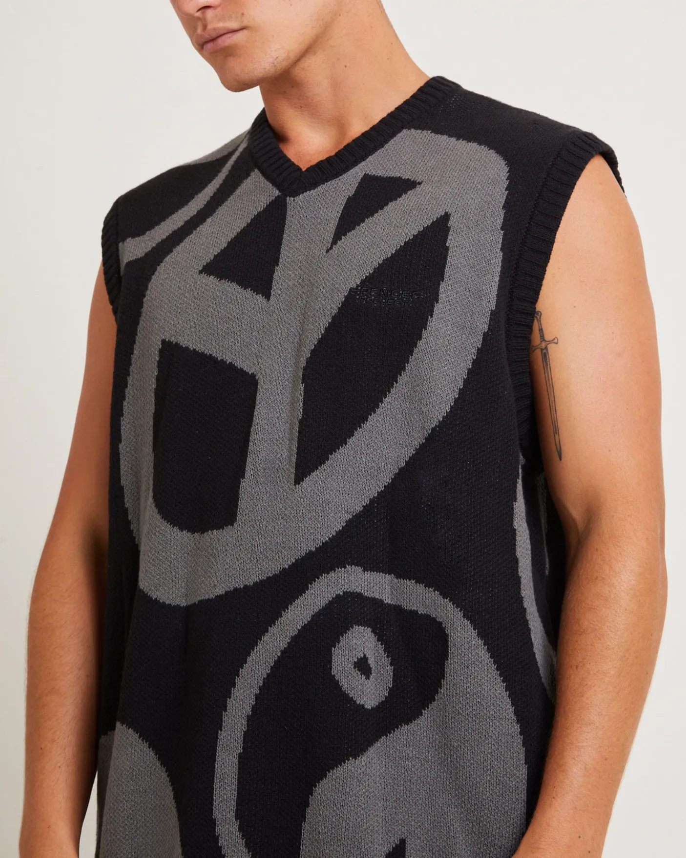Peace Corp Knitted Vest in Black
