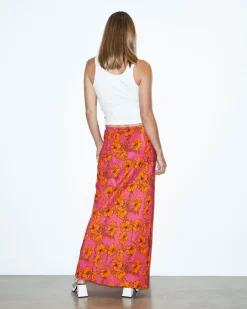 Penelope Bloom Low Rise Midi Skirt Pink
