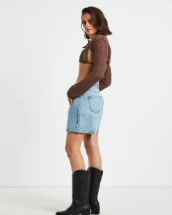 Pennie Crochet Bolero in Chocolate Brown
