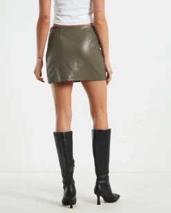Phoebe Leather Look Mini Skirt