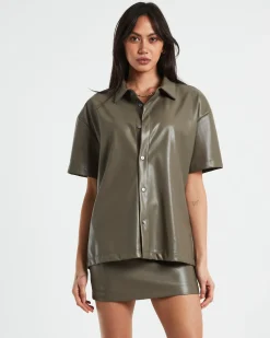 Phoebe Leather Look Shirt