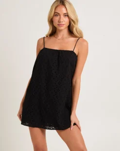 Pia Broderie Throw On Mini Dress