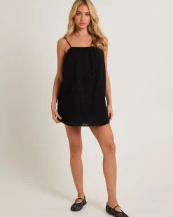 Pia Broderie Throw On Mini Dress