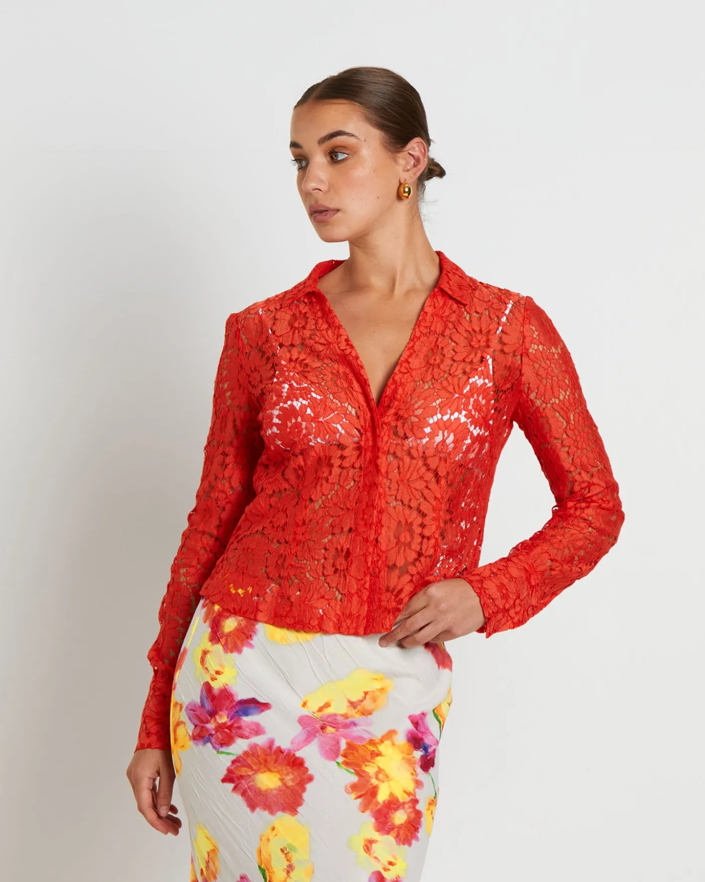 Pip Sheer Lace Long Sleeve Shirt