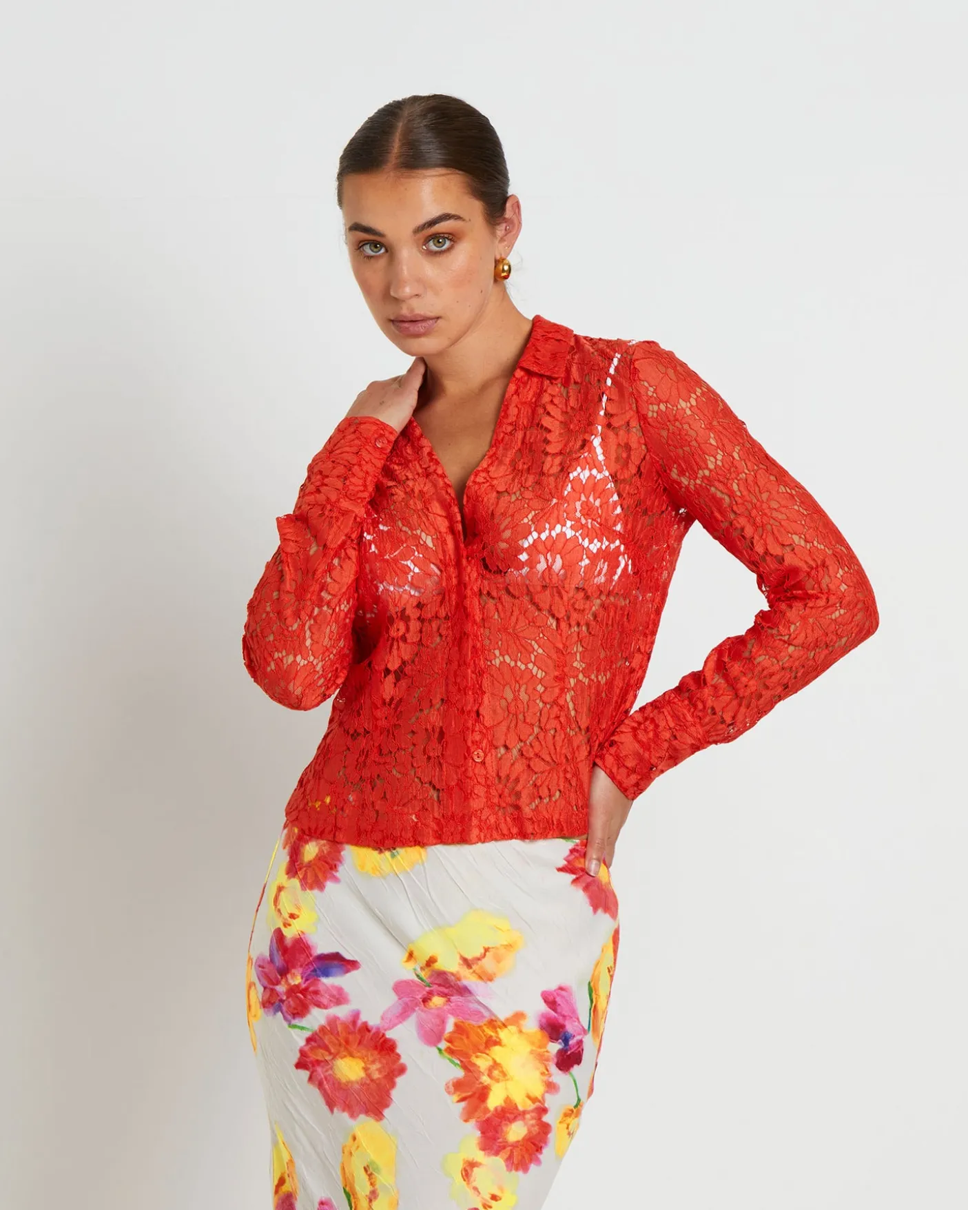 Pip Sheer Lace Long Sleeve Shirt