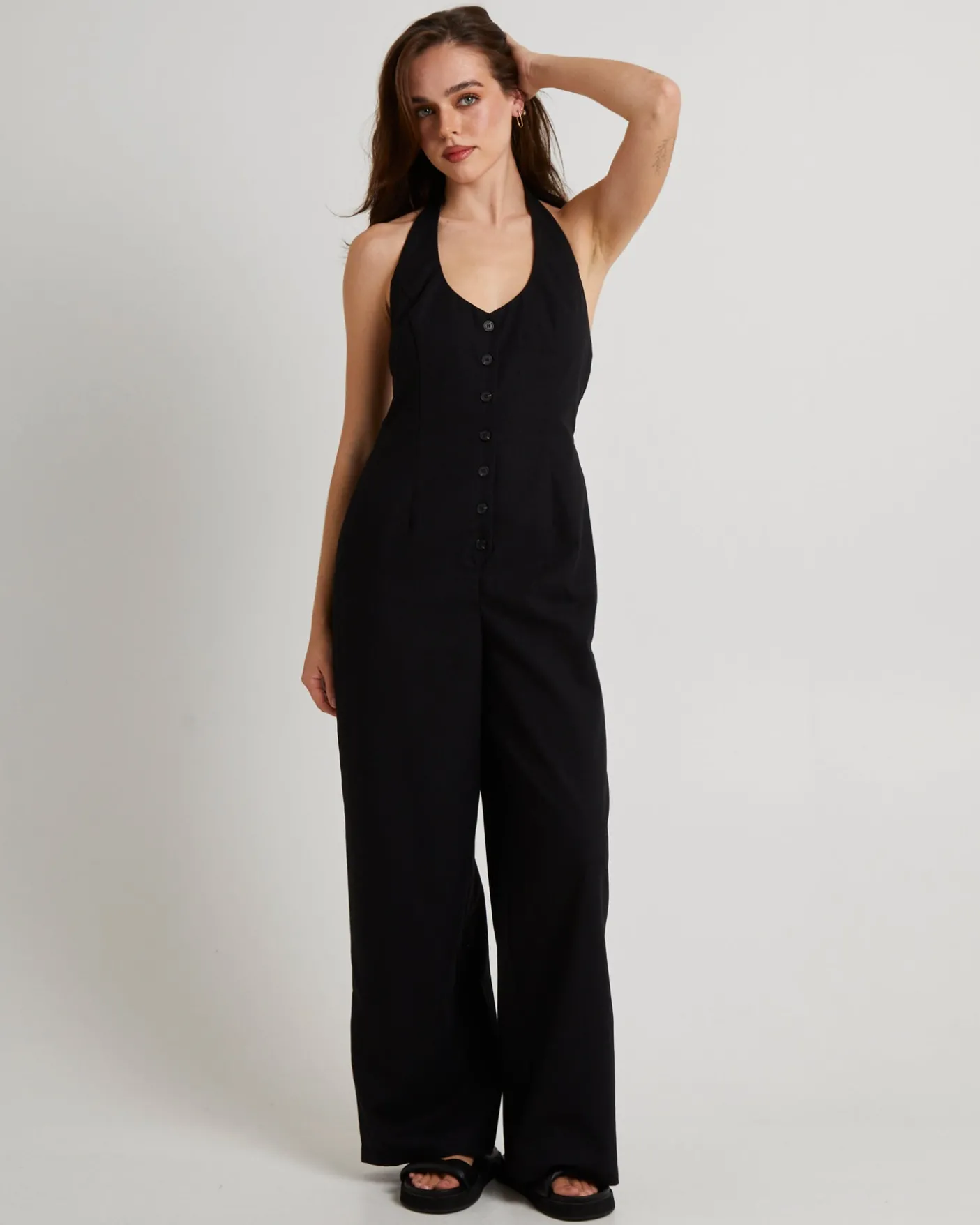 Piper Halter Button Front Jumpsuit