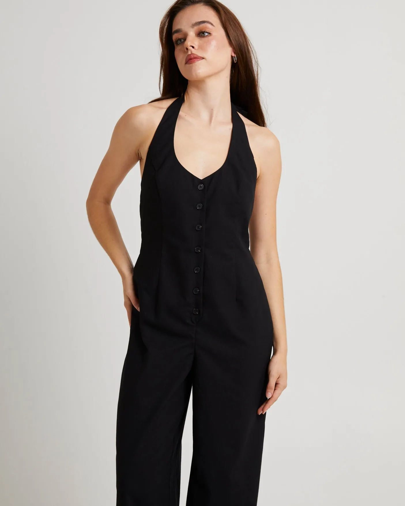 Piper Halter Button Front Jumpsuit