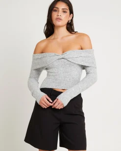 Piper Twist Off Shoulder Long Sleeve Knit