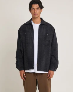 Plaid Zip Through Long Sleeve Shirt