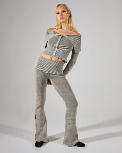 Plated Knit Popper Trousers