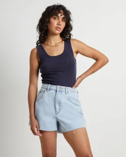 Pointelle Toni Tank Top in Navy