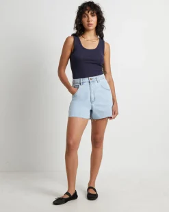 Pointelle Toni Tank Top in Navy