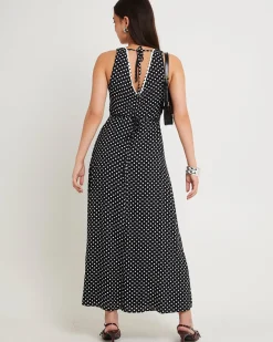 Polkadot V Neck Maxi Dress