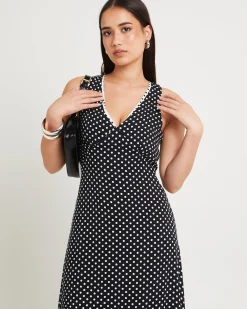 Polkadot V Neck Maxi Dress