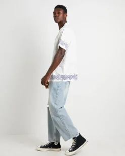 Precious Cosmos Short Sleeve Shirt in Washed White