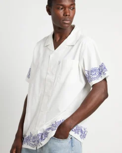 Precious Cosmos Short Sleeve Shirt in Washed White