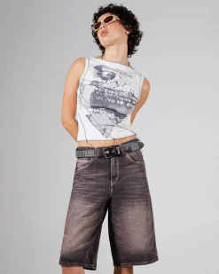 Print Splice Rib Tank Top