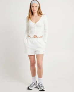 Pull On Fleece Shorts White