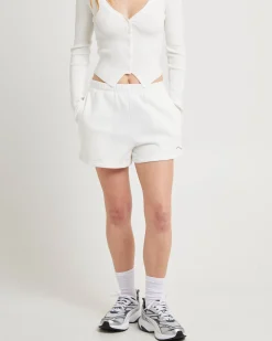 Pull On Fleece Shorts White