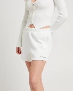 Pull On Fleece Shorts White