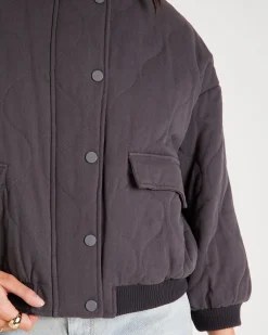 Quilt Detail Oversized Bomber Jacket