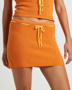 Quinn Crochet Mini Skirt in Vintage Orange