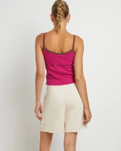 Quinn Crochet Tank Top in Magenta