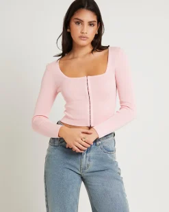 Quinn Hook & Eye Long Sleeve Knit Top
