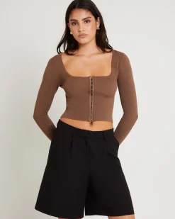 Quinn Hook & Eye Long Sleeve Knit Top