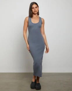 Racer Back Midi Dress in Slate Grey
