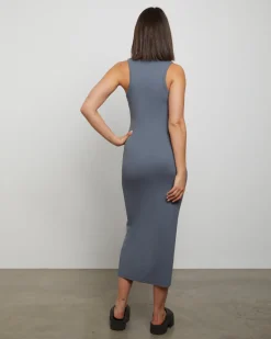 Racer Back Midi Dress in Slate Grey