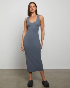 Racer Back Midi Dress in Slate Grey