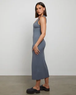 Racer Back Midi Dress in Slate Grey