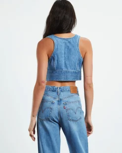 Raine Denim Crop Top Blue