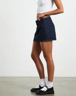 Recut Mini Skirt in Rinse Denim
