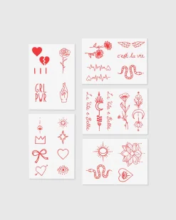 Red Ink Temporary Tattoo Pack