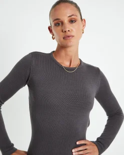 Reign Open Back Mini Knit Dress Slate Grey