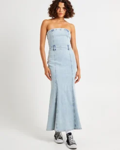 Rendezvous Fishtail Maxi Denim Dress