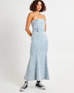 Rendezvous Fishtail Maxi Denim Dress
