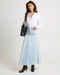 Rework Denim Maxi Skirt - Light Bleach/French Contrast