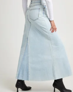 Rework Denim Maxi Skirt - Light Bleach/French Contrast