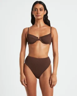 Rib Cut Out Underwire Bikini Top Bikini Top