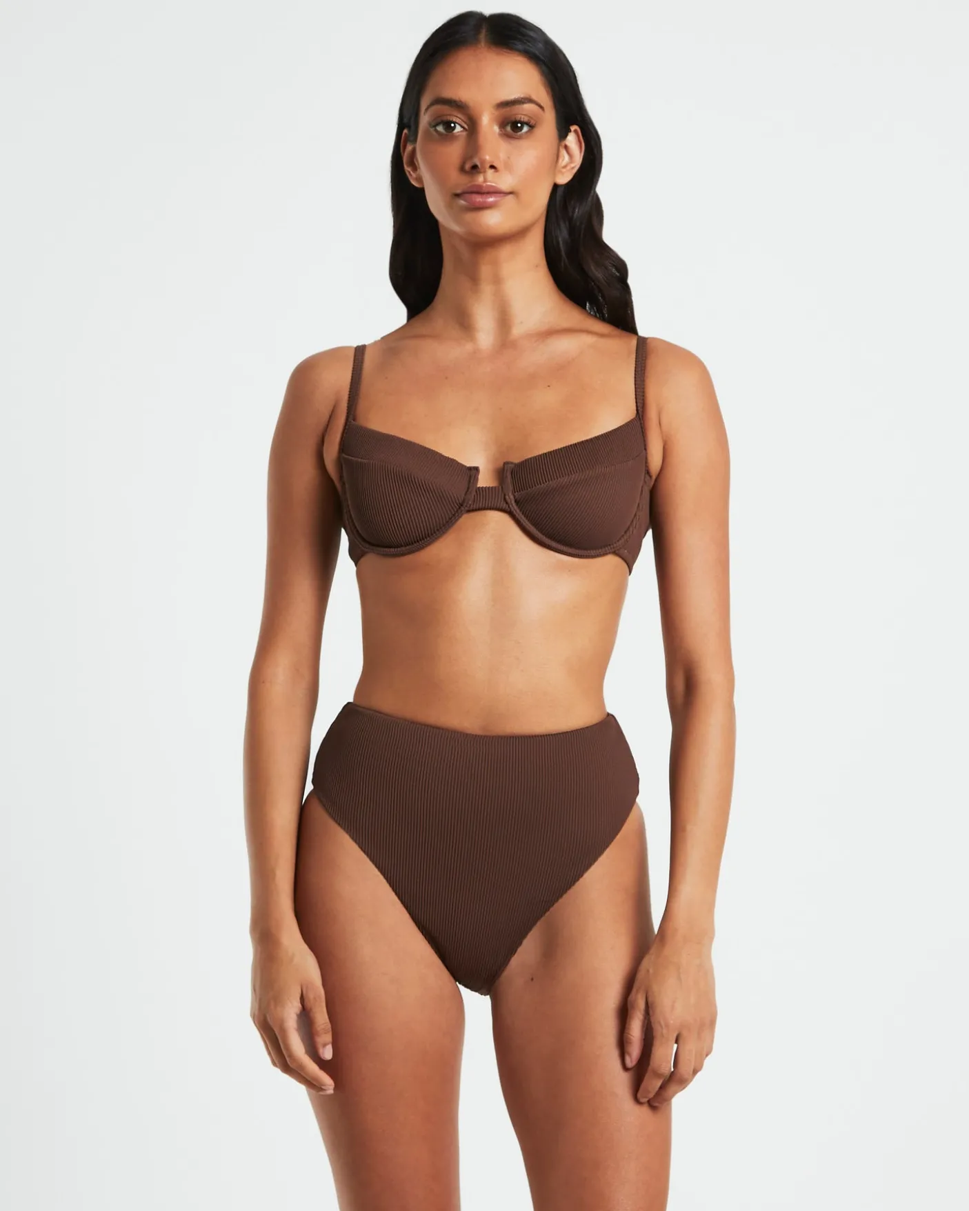 Rib Cut Out Underwire Bikini Top Bikini Top