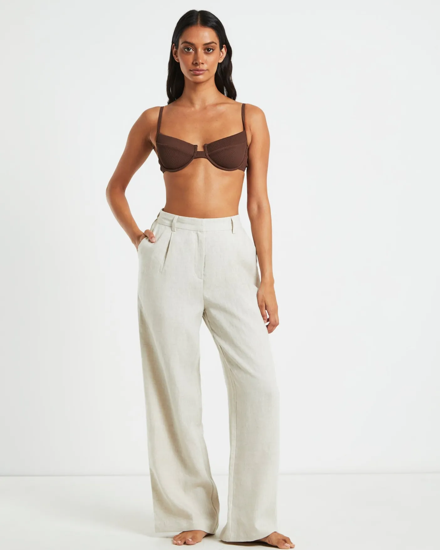 Rib Cut Out Underwire Bikini Top Bikini Top