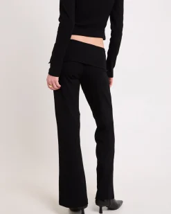 Rib Fold Waist Flare Pants