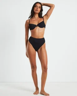 Rib High Waisted Bottoms in Black