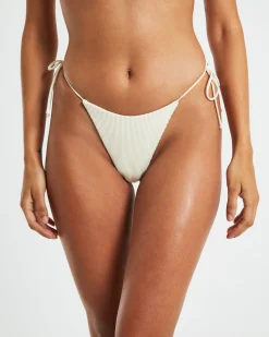 Rib Skinny Strap Tie Side Bikini Bottom